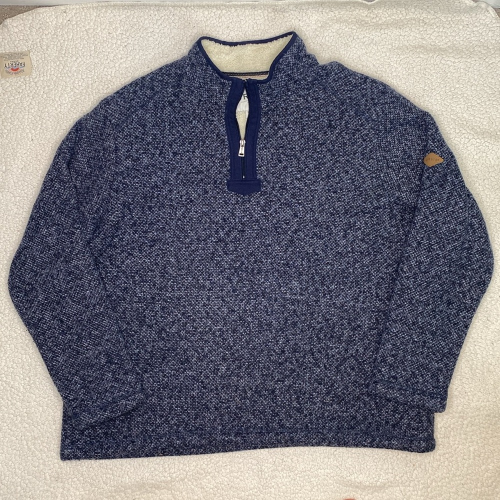 Orvis Brighton Sherpa Lined 1/4 Zip Blue Pullover: Size XXL